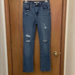 Levi's 724 High Rise Straight Distressed Denim Jeans, W26, L30